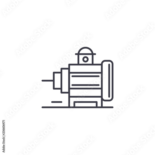 Industrial motor linear icon concept. Industrial motor line vector sign, symbol, illustration.