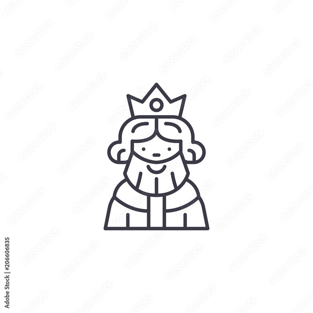King linear icon concept. King line vector sign, symbol, illustration.