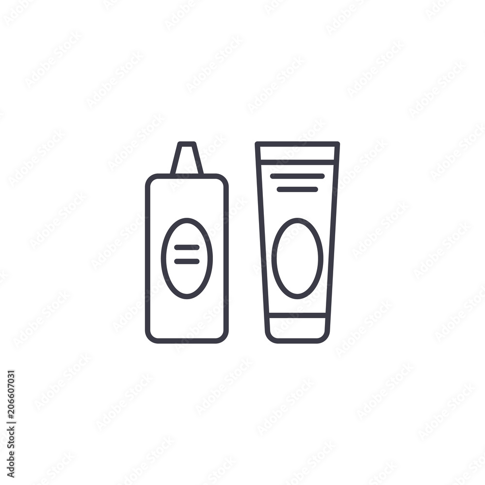 Lotions linear icon concept. Lotions line vector sign, symbol, illustration. Lotions linear icon concept. Lotions line vector sign, symbol, illustration.