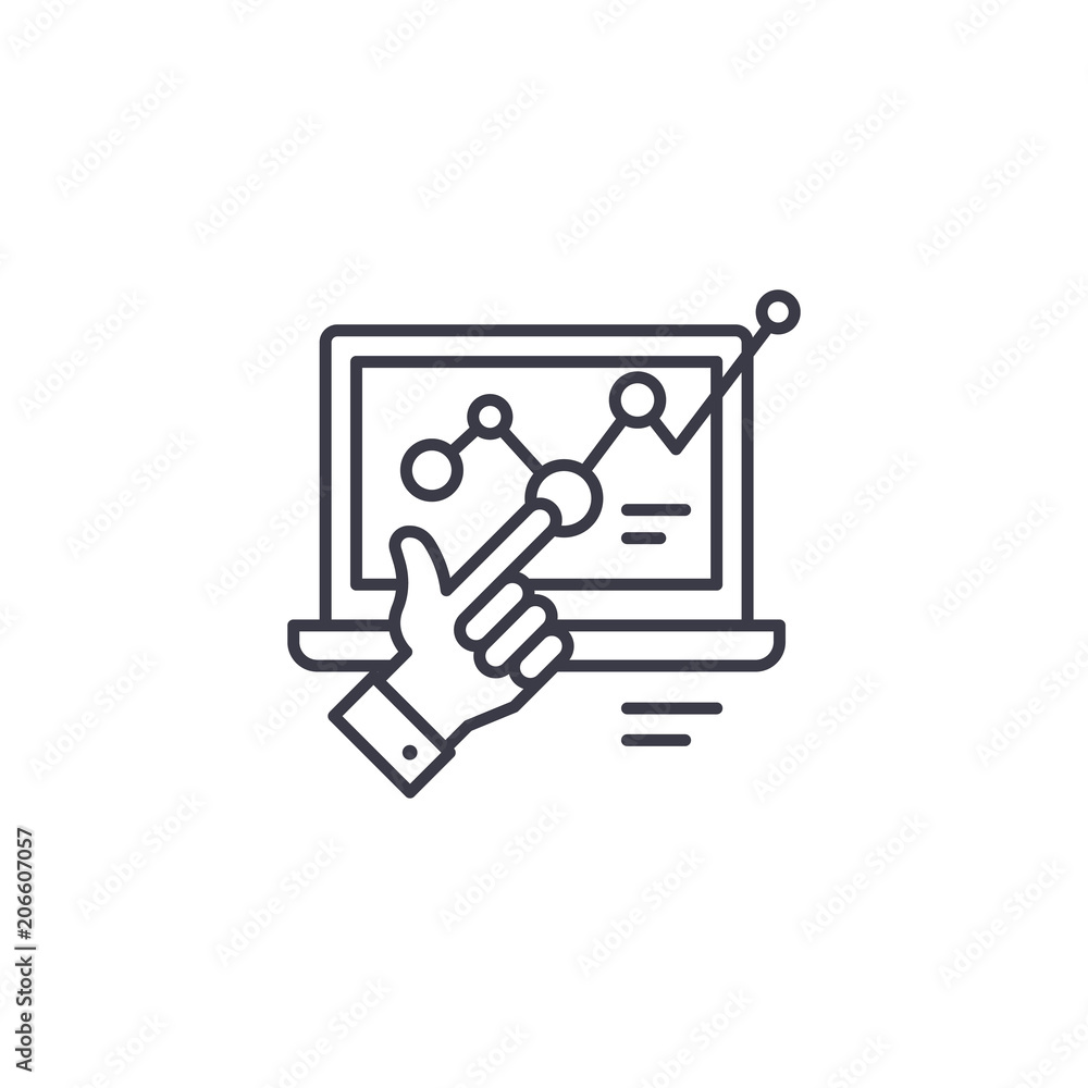 Low point linear icon concept. Low point line vector sign, symbol, illustration.