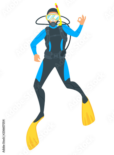 scuba diver on white background