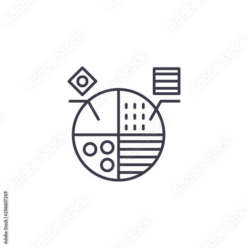 Marketing segmentation linear icon concept. Marketing segmentation line vector sign, symbol, illustration.