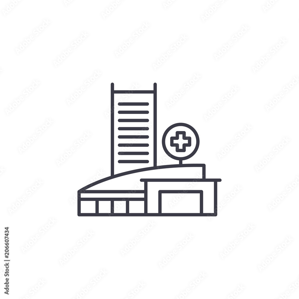 Medical centre linear icon concept. Medical centre line vector sign, symbol, illustration. Medical centre linear icon concept. Medical centre line vector sign, symbol, illustration.