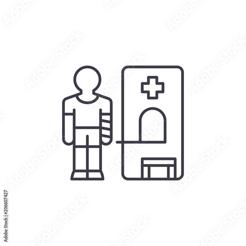 Medical aid linear icon concept. Medical aid line vector sign, symbol, illustration.