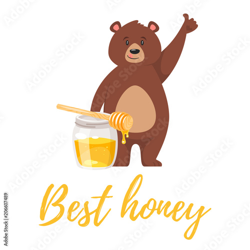 bear character eating sweet honey