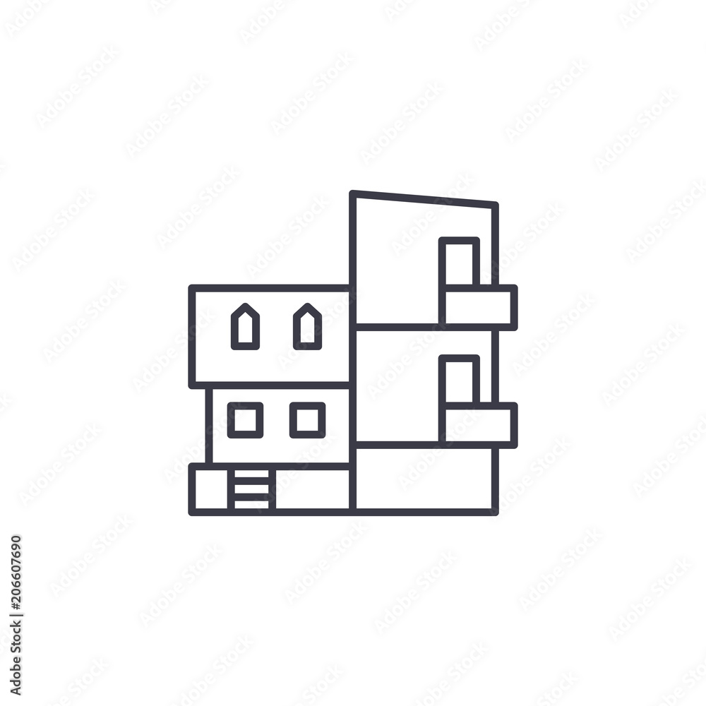 Modern Villa linear icon concept. Modern Villa line vector sign, symbol, illustration.