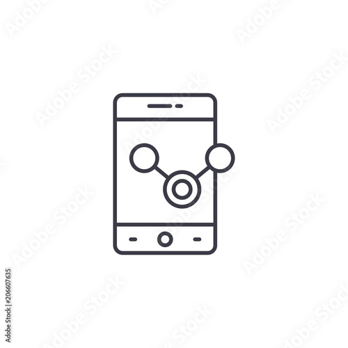 Mobile internet linear icon concept. Mobile internet line vector sign, symbol, illustration.