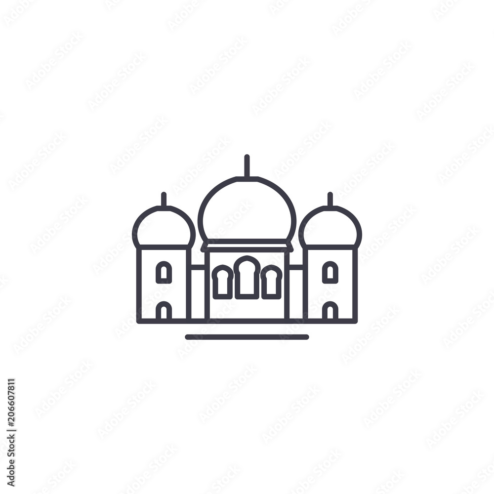Mosque linear icon concept. Mosque line vector sign, symbol, illustration.