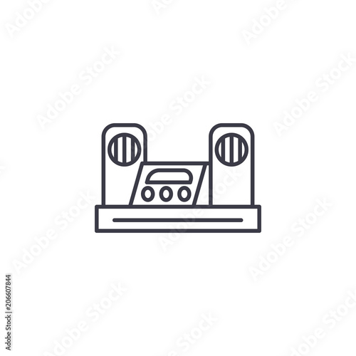 Music center linear icon concept. Music center line vector sign, symbol, illustration.