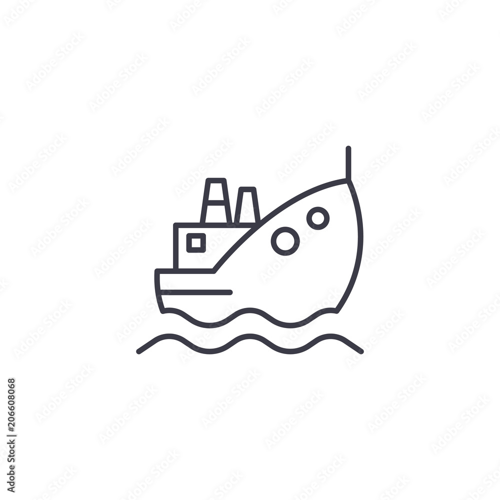 Obraz premium Oil tanker linear icon concept. Oil tanker line vector sign, symbol, illustration.