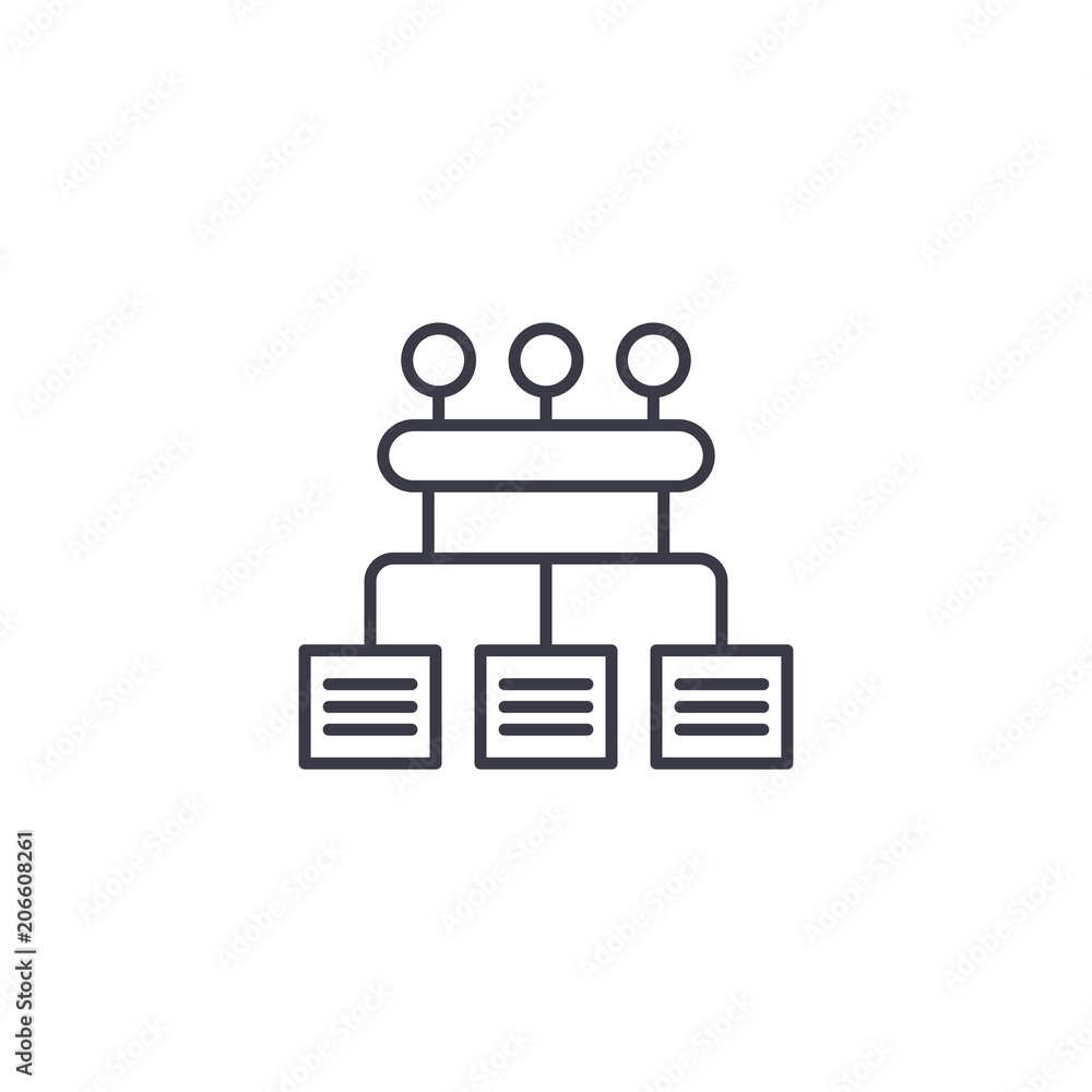 Organization configuration linear icon concept. Organization configuration line vector sign, symbol, illustration. Organization configuration linear icon concept. Organization configuration line vector sign, symbol, illustration.