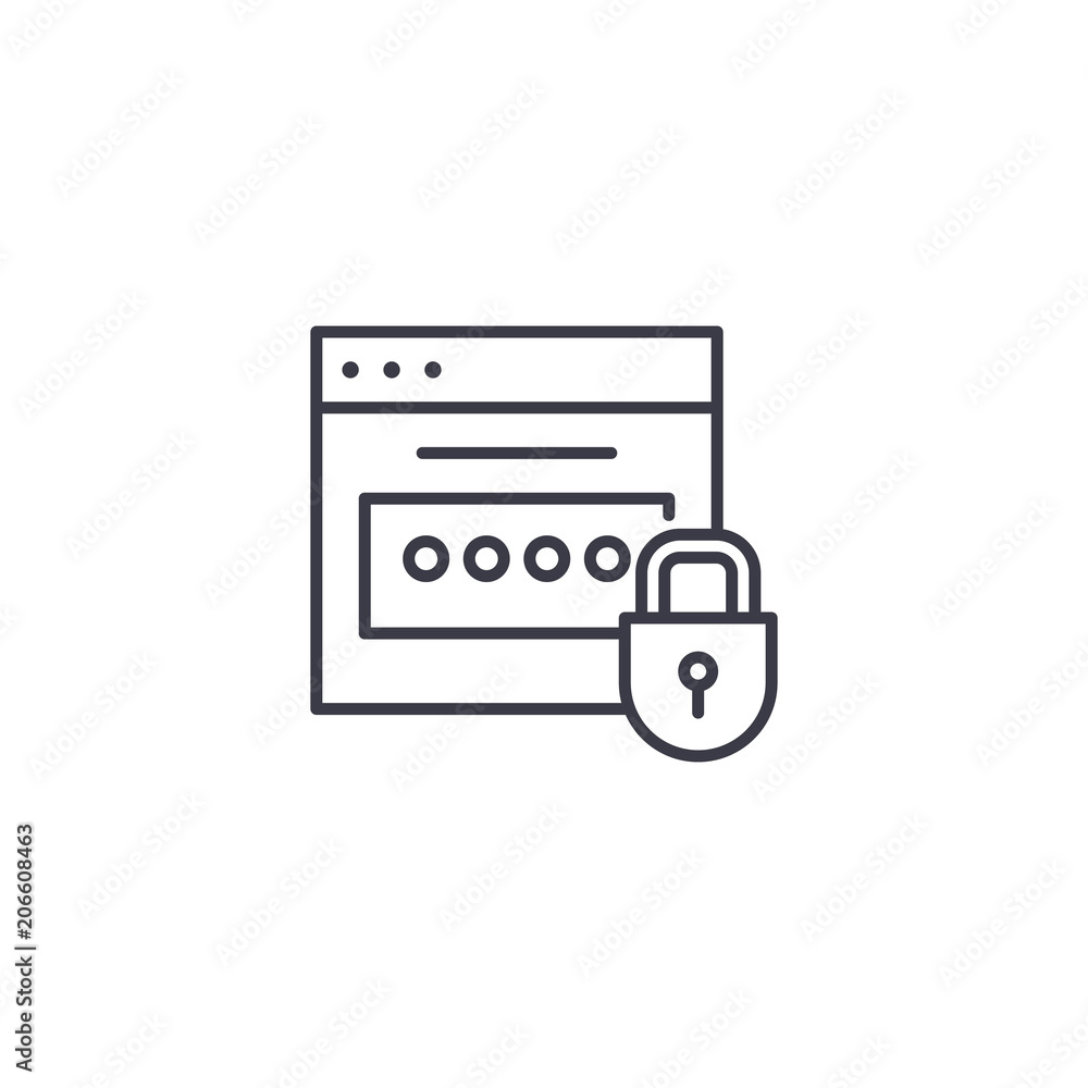 Password linear icon concept. Password line vector sign, symbol, illustration. Password linear icon concept. Password line vector sign, symbol, illustration.