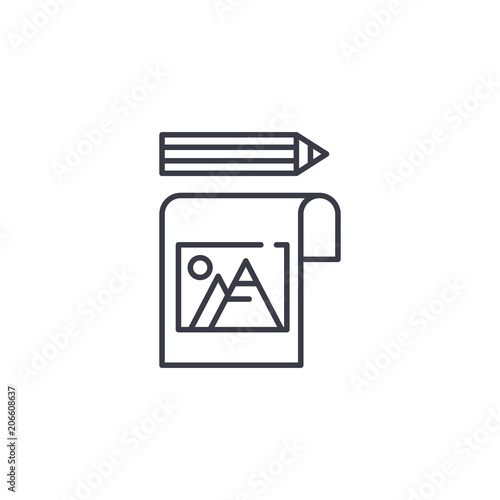 Picture note linear icon concept. Picture note line vector sign, symbol, illustration.