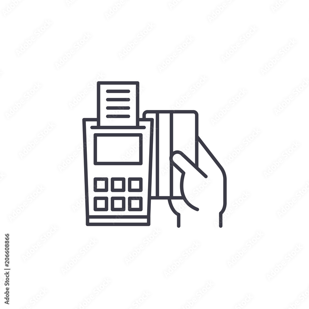 POS-terminal linear icon concept. POS-terminal line vector sign, symbol, illustration. POS-terminal linear icon concept. POS-terminal line vector sign, symbol, illustration.