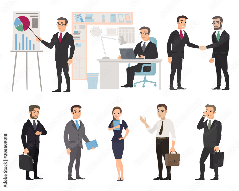 Business team of employees behind the workplace Business team of employees behind the workplace