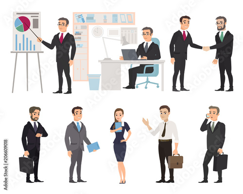 Business team of employees behind the workplace
