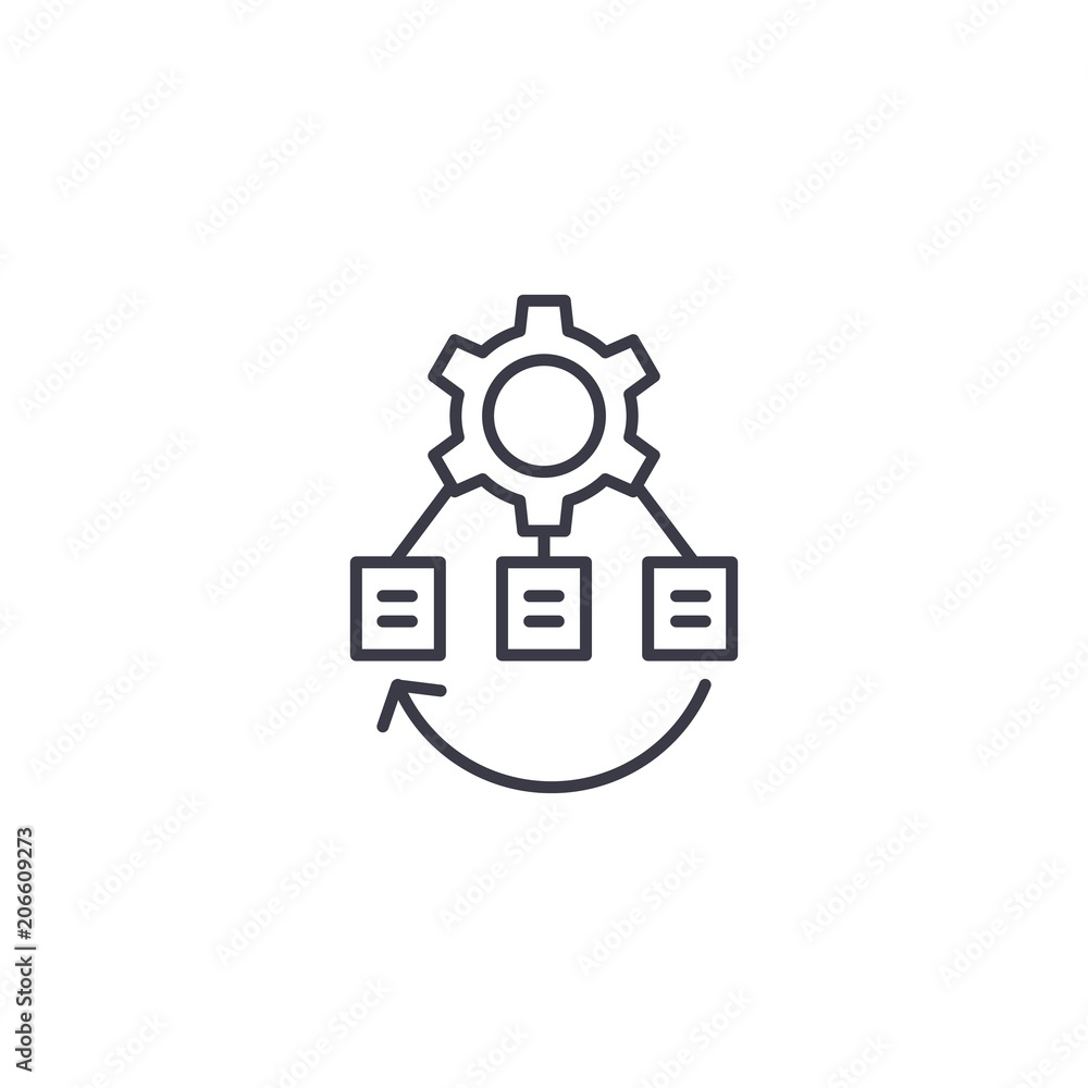 Fototapeta premium Project infrastructure linear icon concept. Project infrastructure line vector sign, symbol, illustration.
