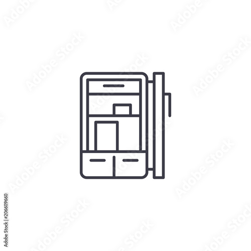 Refrigerator linear icon concept. Refrigerator line vector sign, symbol, illustration.
