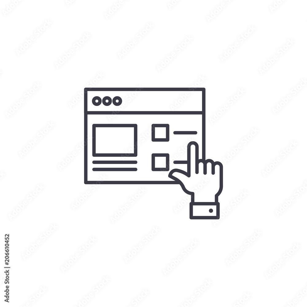 Selecting an option linear icon concept. Selecting an option line vector sign, symbol, illustration. Selecting an option linear icon concept. Selecting an option line vector sign, symbol, illustration.