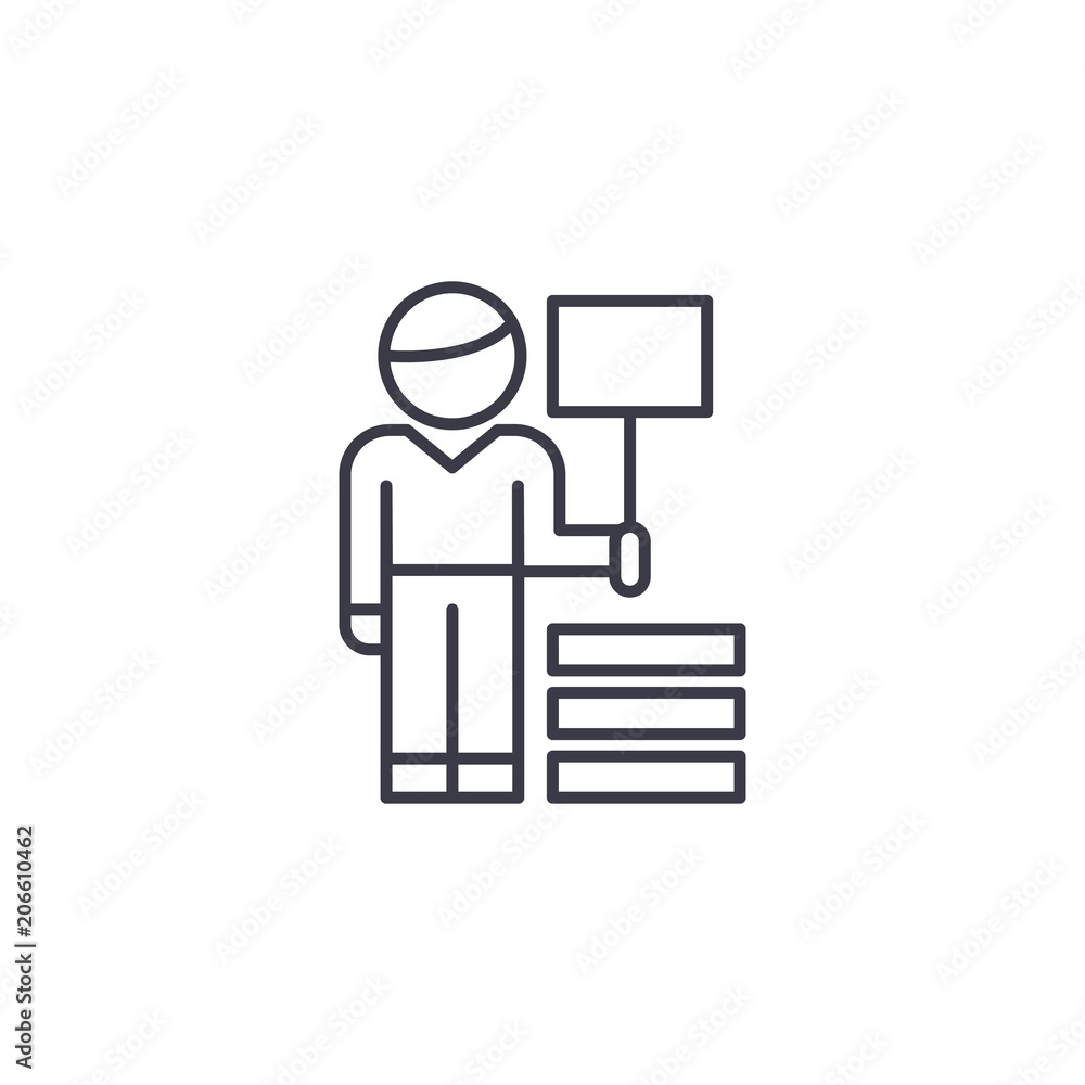 Seller linear icon concept. Seller line vector sign, symbol, illustration. Seller linear icon concept. Seller line vector sign, symbol, illustration.