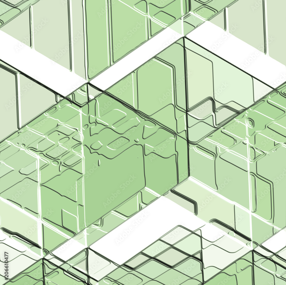 Obraz premium green abstract 3D retro wallpaper sqares pattern, vector illustration