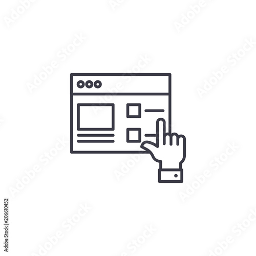 Selecting an option linear icon concept. Selecting an option line vector sign, symbol, illustration.
