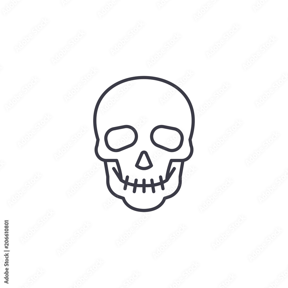 Skull linear icon concept. Skull line vector sign, symbol, illustration.