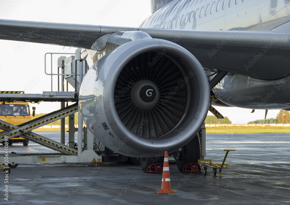 Fototapeta Aircraft turbine on maintenance
