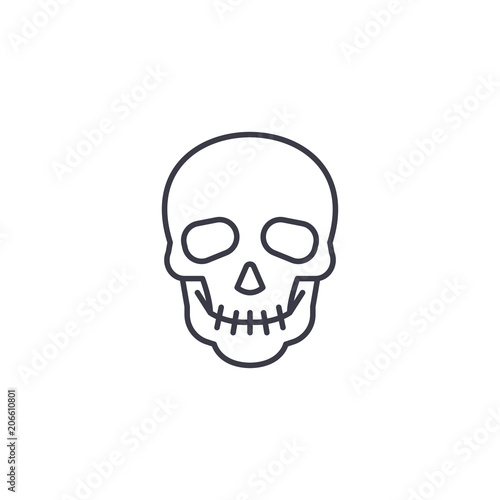 Skull linear icon concept. Skull line vector sign, symbol, illustration.