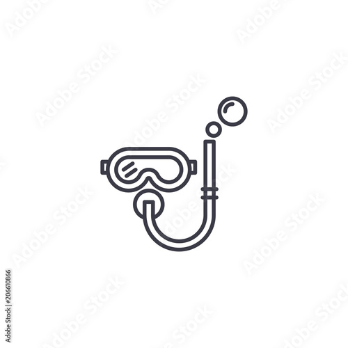 Snorkelling linear icon concept. Snorkelling line vector sign, symbol, illustration.