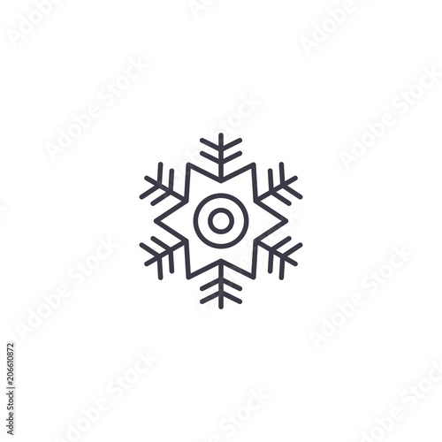 Snowflake linear icon concept. Snowflake line vector sign, symbol, illustration.