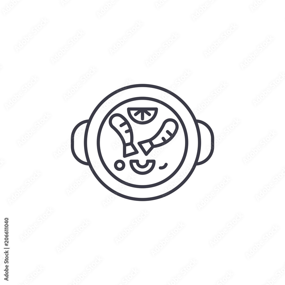 Spanish food linear icon concept. Spanish food line vector sign, symbol, illustration. Spanish food linear icon concept. Spanish food line vector sign, symbol, illustration.