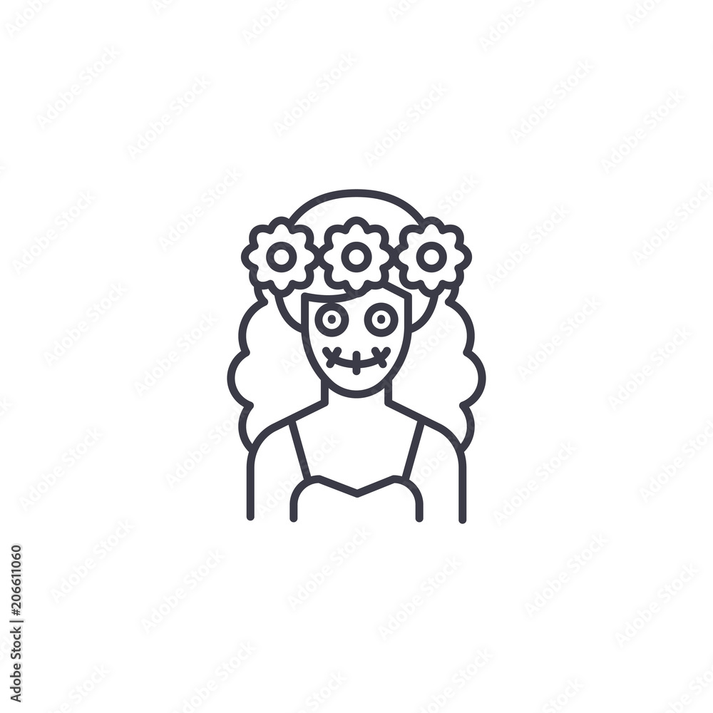 Spanish woman-95 linear icon concept. Spanish woman-95 line vector sign, symbol, illustration.