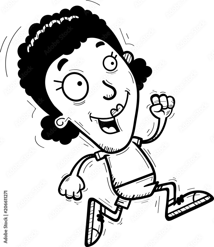 Cartoon Black Woman Running