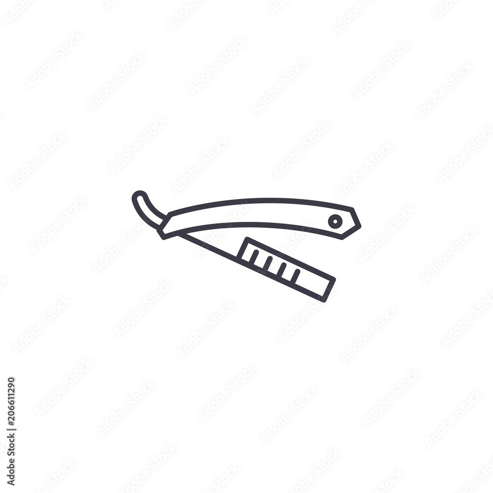Straight razor linear icon concept. Straight razor line vector sign, symbol, illustration. Straight razor linear icon concept. Straight razor line vector sign, symbol, illustration.