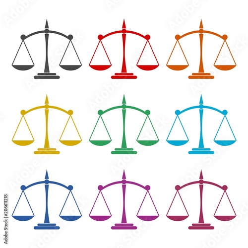 Scales of justice icon, color icons set