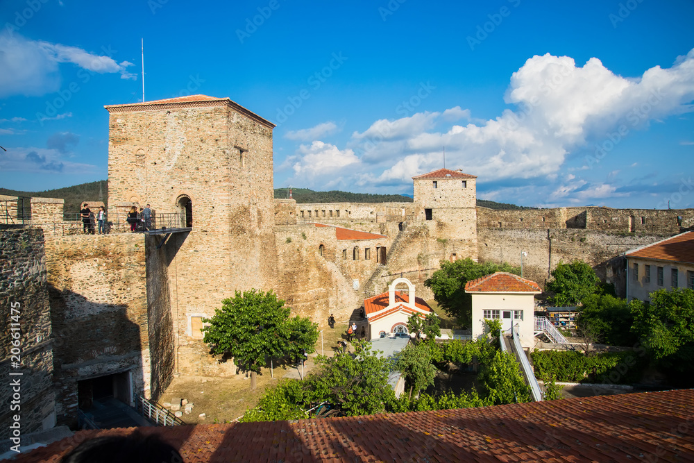panoramic view of the old Byzantine Castle in the city of Thessaloniki , Greece.
