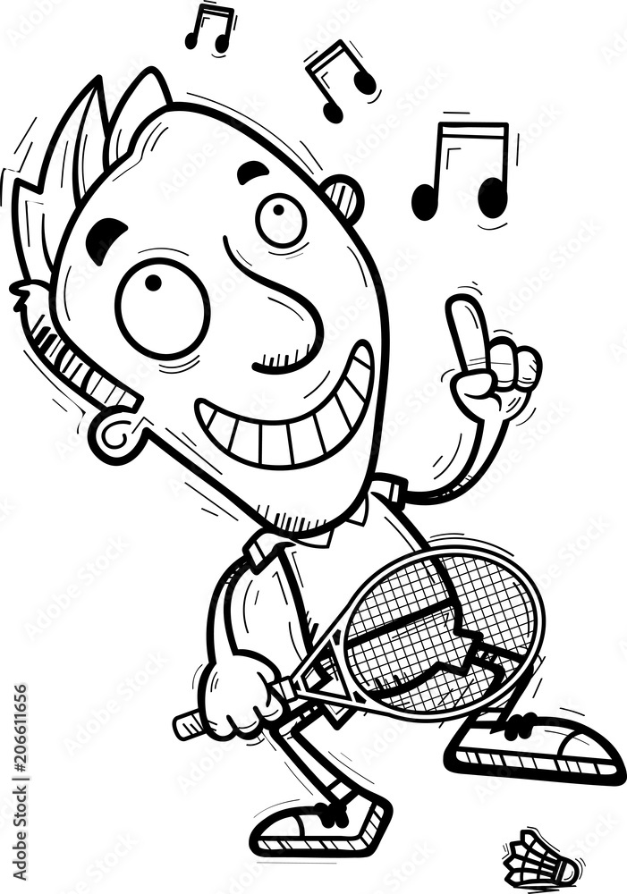 Cartoon Badminton Player Dancing