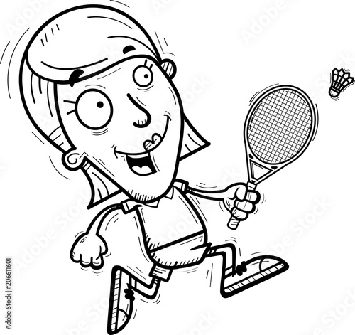 Cartoon Badminton Player Running