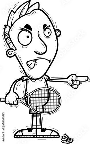 Angry Cartoon Badminton Player