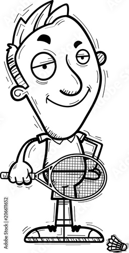 Confident Cartoon Badminton Player