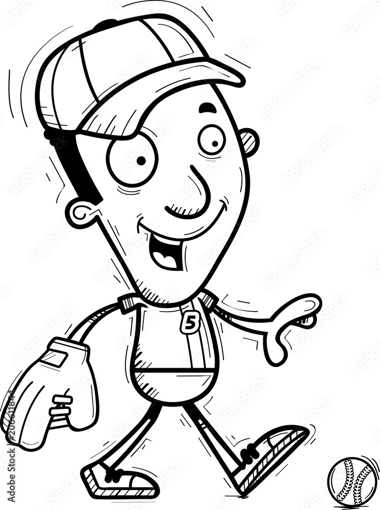 Cartoon Black Baseball Player Walking Cartoon Black Baseball Player Walking