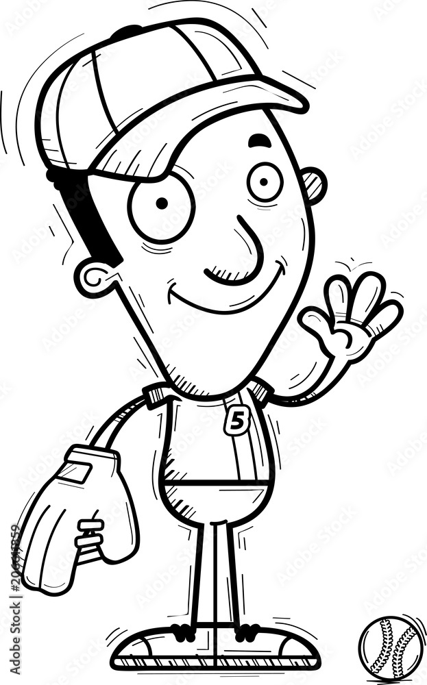 Cartoon Black Baseball Player Waving Cartoon Black Baseball Player Waving