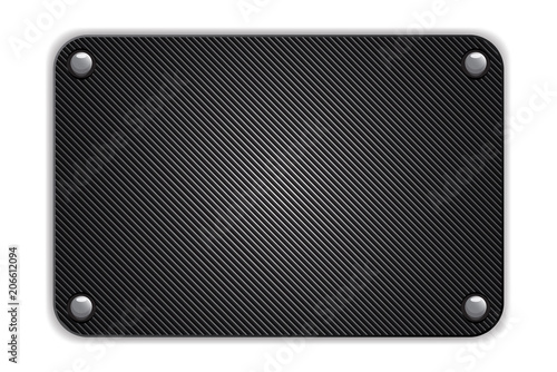 Carbone texture - graphite background. Matériaux - Fibre de Carbone. Textile background with fine stripes. 3d black metal plate vector illustration.
