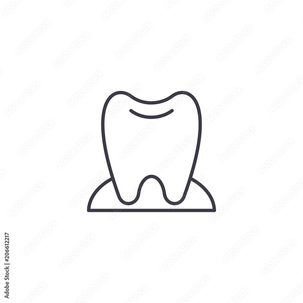 Tooth linear icon concept. Tooth line vector sign, symbol, illustration. Tooth linear icon concept. Tooth line vector sign, symbol, illustration.