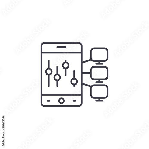 Trading analysis linear icon concept. Trading analysis line vector sign, symbol, illustration.