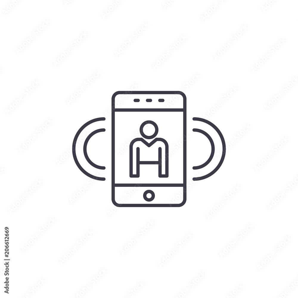 Video call linear icon concept. Video call line vector sign, symbol, illustration. Video call linear icon concept. Video call line vector sign, symbol, illustration.