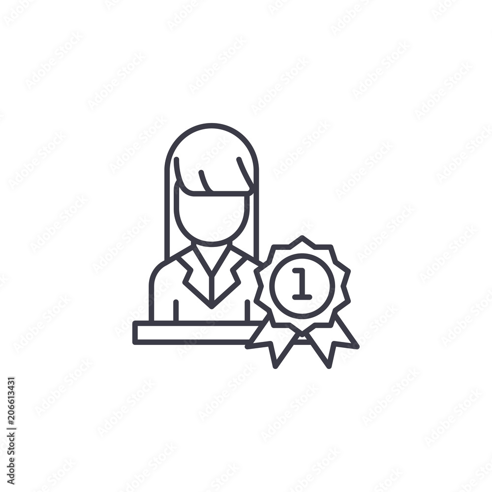 Woman Leader linear icon concept. Woman Leader line vector sign