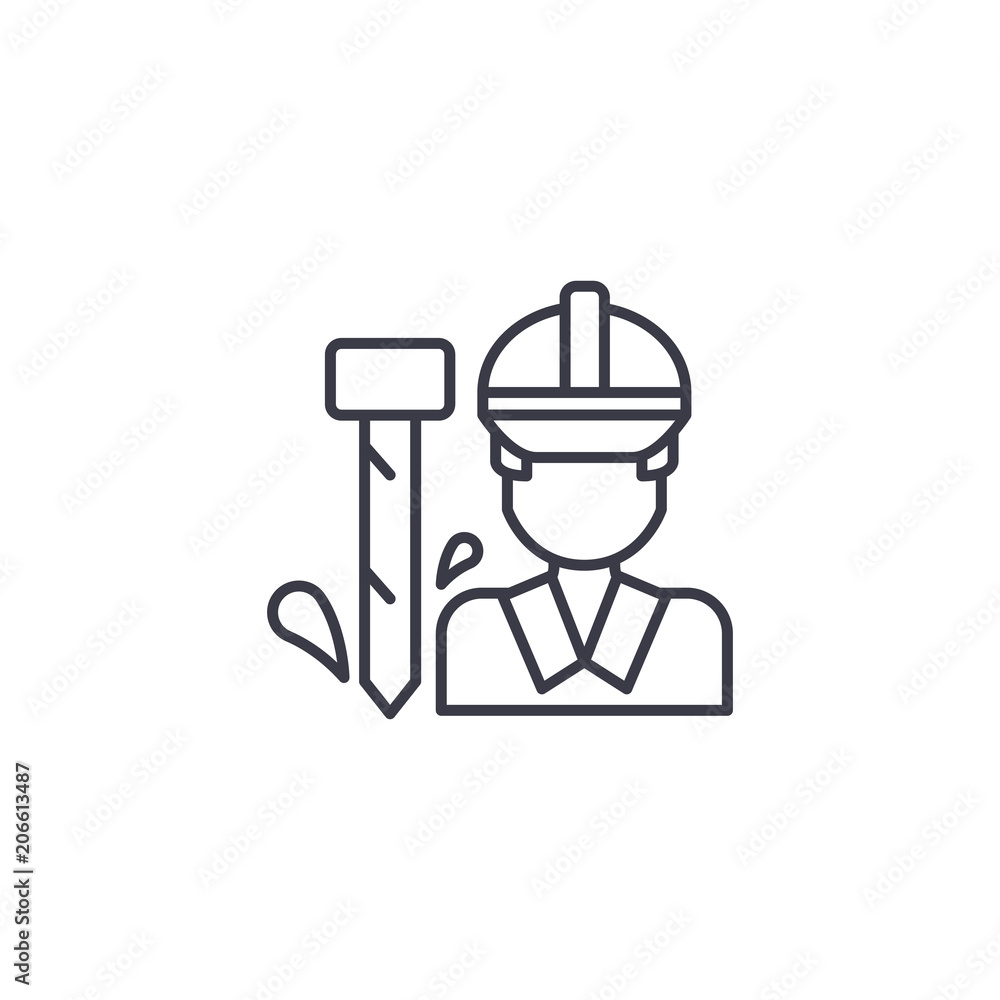 Worker linear icon concept. Worker line vector sign, symbol, illustration. Worker linear icon concept. Worker line vector sign, symbol, illustration.