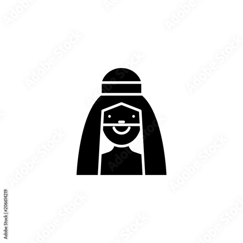 Arab man black icon concept. Arab man flat  vector symbol, sign, illustration.